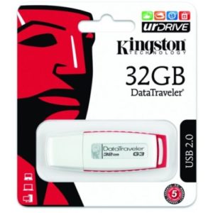 Kingston DataTraveler I G3 32GB USB 2.0 Flash Memory Pen Key Drive White/ Red