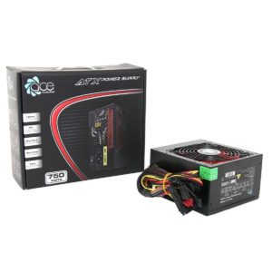 ACE 750W Black Gaming PC PSU Power Supply 6 Pin PCI-E 120mm Red Cooling Fan
