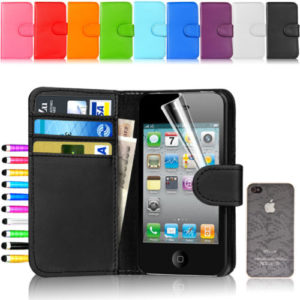 Flip Wallet Leather Case Cover For Apple iPhone 4 4S