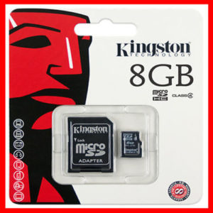 8GB KINGSTON MICRO SD HC MICROSDHC + ADAPTOR MEMORY CARD CAMERA MOBILE PHONE