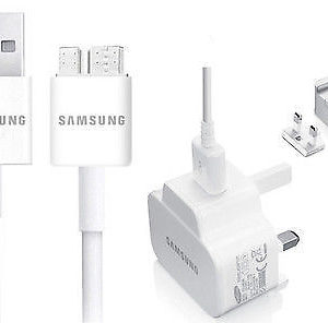 GENUINE Samsung GALAXY S5 & Note 3 Mains Charger Plug Head + USB 3.0 Data Cable