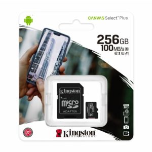 Genuine Kingston Canvas SelectPlus 256GB MicroSDXC card 100MB/s V30 with Adapter